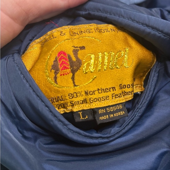 Camel Puffer Ski Vest Mens Size Large Goose Down Feather Vintage Reversible - Picture 8 of 8